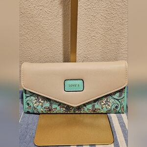 Love's Beige and Mint Floral Wallet